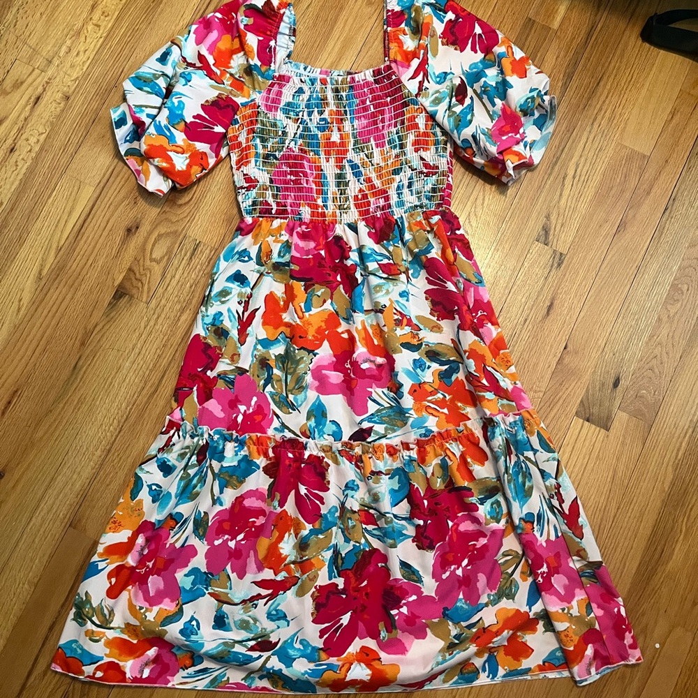Smocked Floral Dress